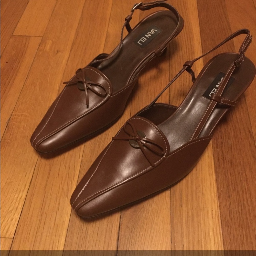 VANELi Leather Brown Kitten Heels Size 13